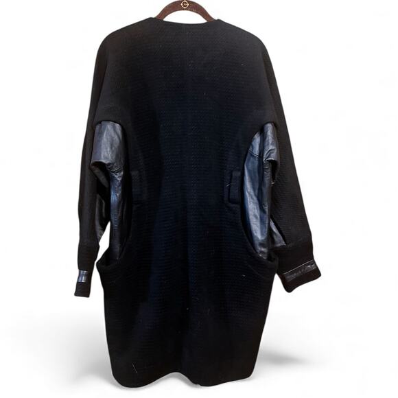 Kenar Black Coat with Genuine Leather Trim – Women’s Size 2 - Picture 2 of 4